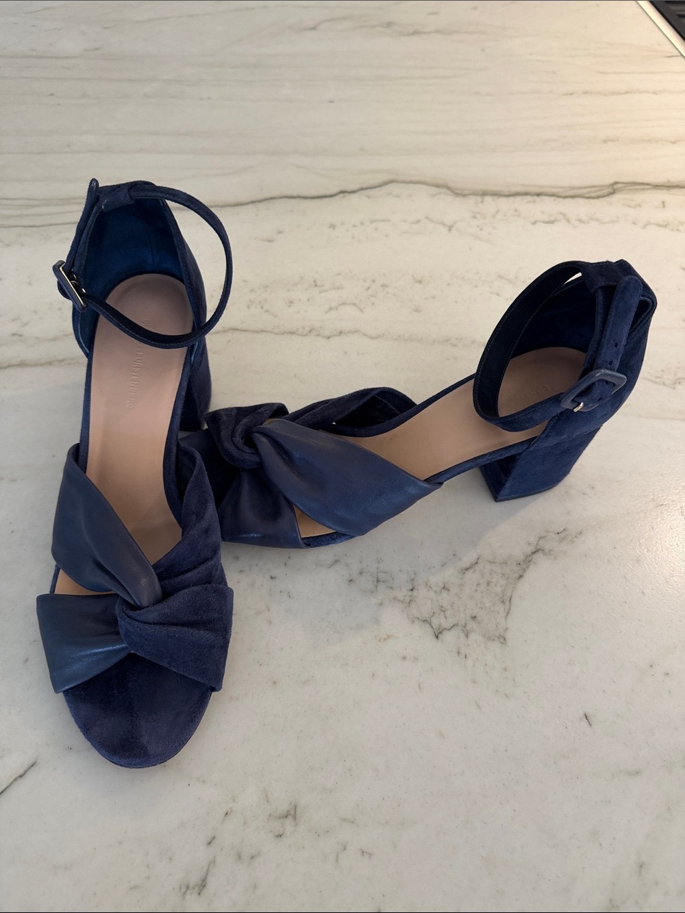 Diane von Furstenberg DVF blue suede and leather ankle strap sandals size 9